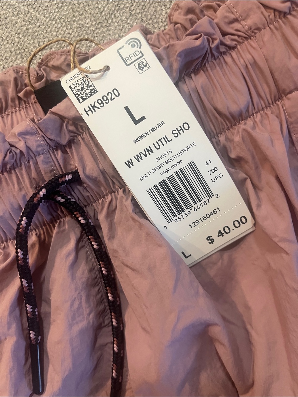 adidas Dusty Mauve Drawstring Athletic Shorts NWT - Picture 3 of 7
